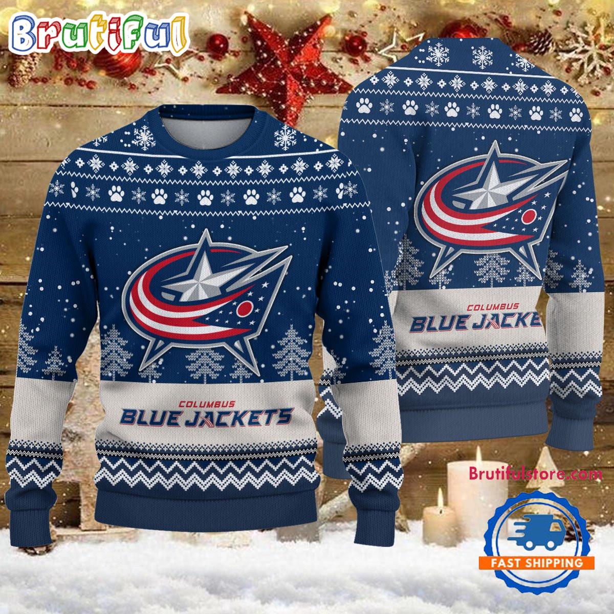 Sportswearmerch Columbus Blue Jackets NHL Personalized Christmas Sweater For Fan