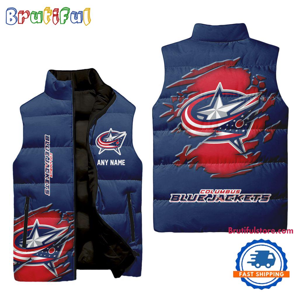 Sportswearmerch Columbus Blue Jackets NHL Personalized Sleeveless Puffer Jacket For Fan