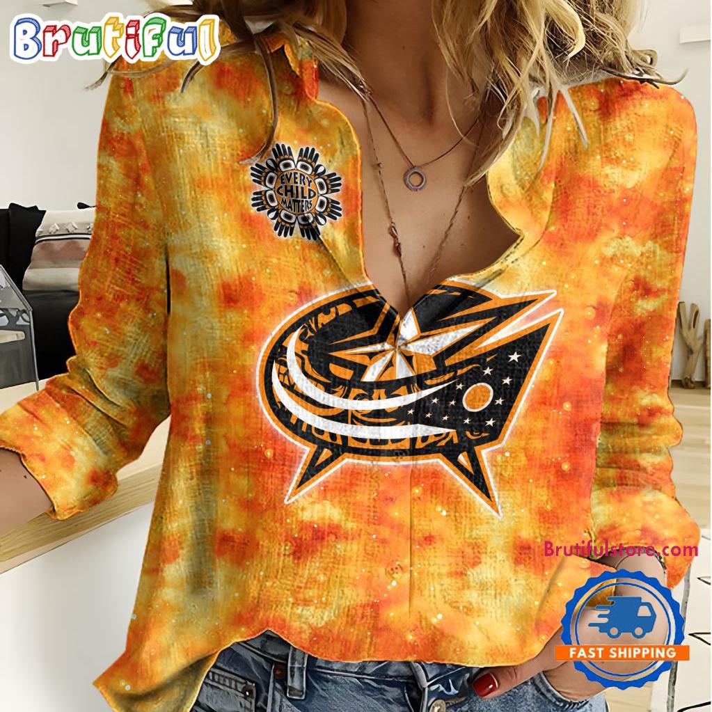 Sportswearmerch Columbus Blue NHL Jackets Hockey Women's Casual Shirt For Fan
