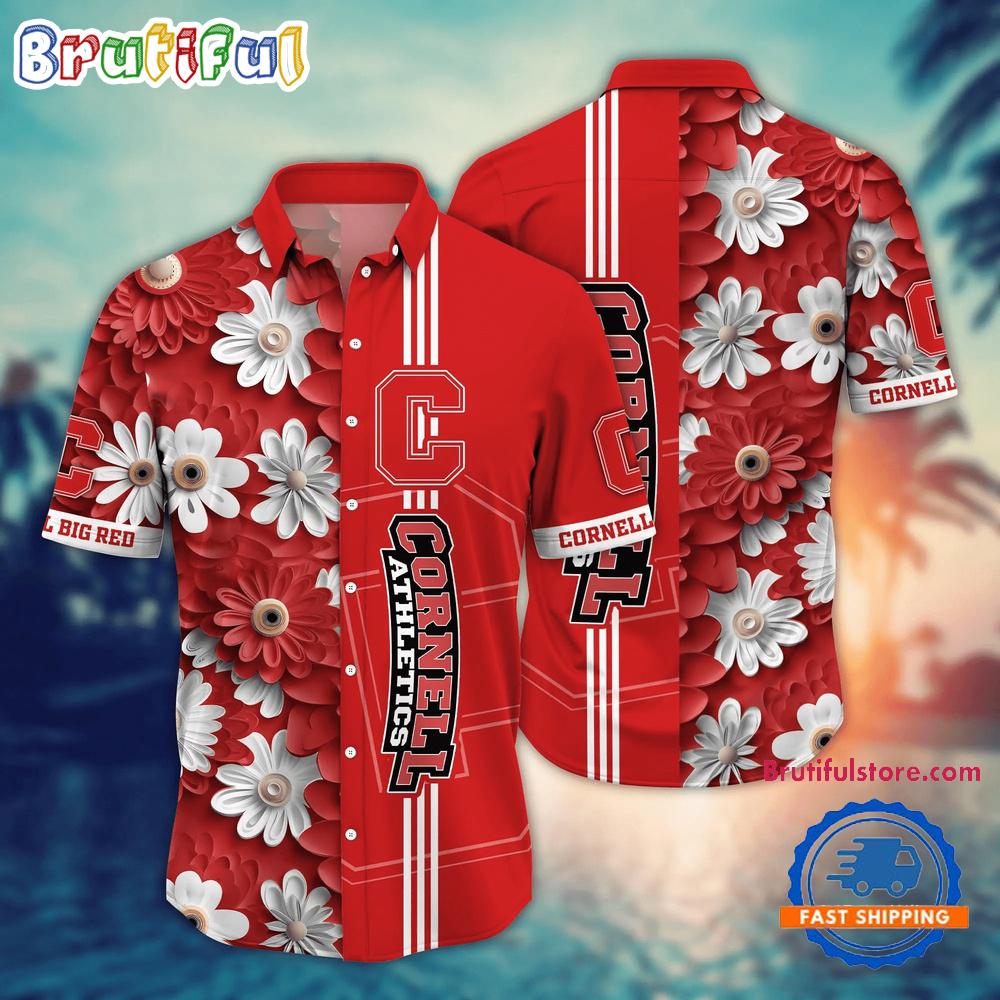 Sportswearmerch Cornell Big Red NCAA Flower Summer Personalized Hawaiian Shirt For Fan