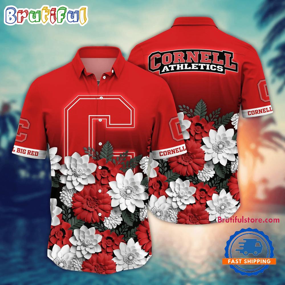 Sportswearmerch Cornell Big Red NCAA Flower Tropical Summer Beach Hawaiian Shirt For Fan