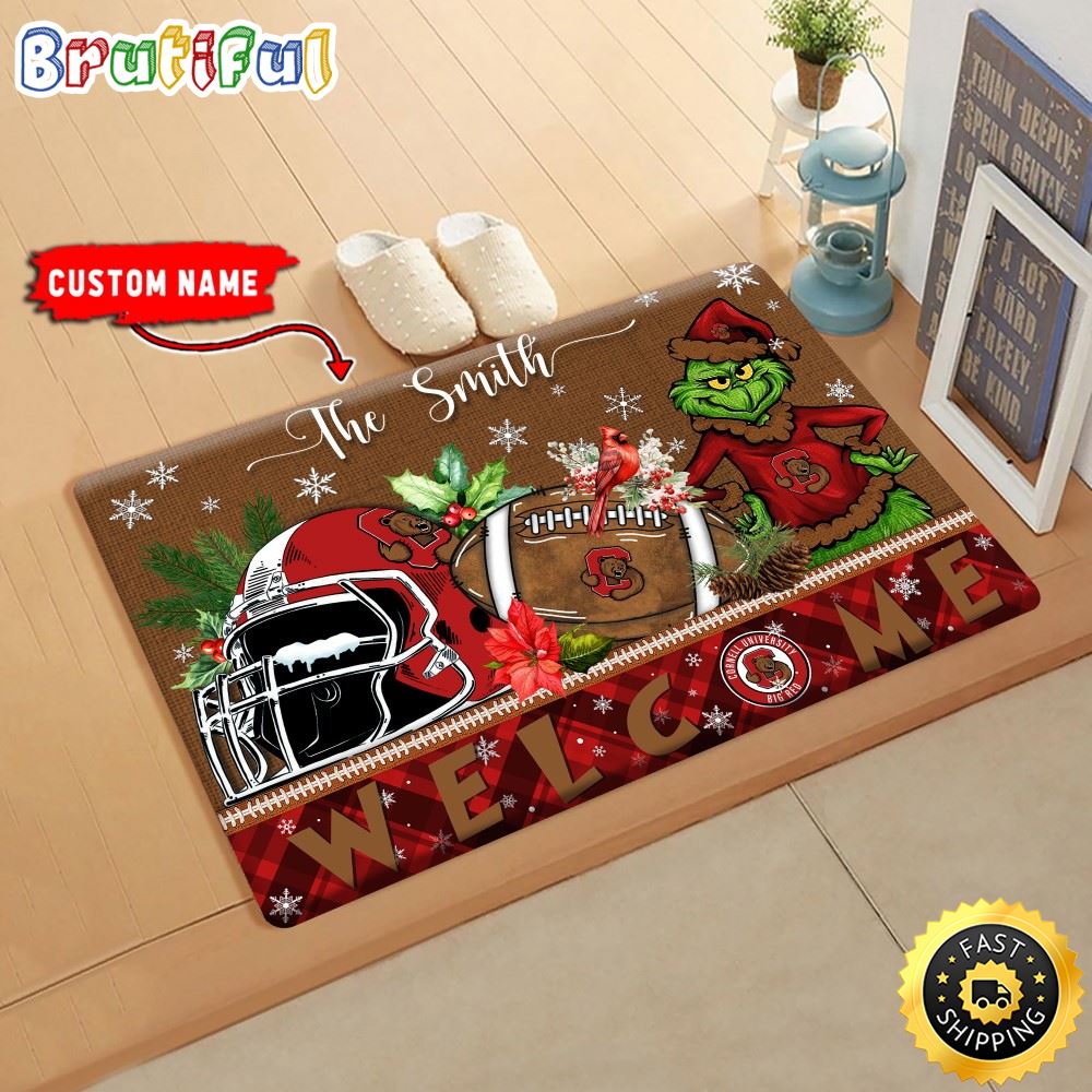 Sportswearmerch Cornell Big Red NCAA Grinch Christmas Doormat For Fan