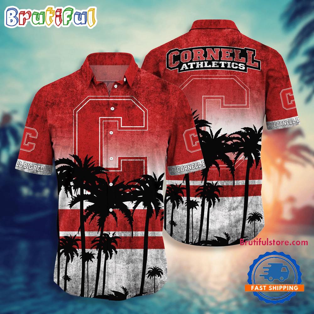 Sportswearmerch Cornell Big Red NCAA Palm Tree Summer Beach Personalized Hawaiian Shirt For Fan