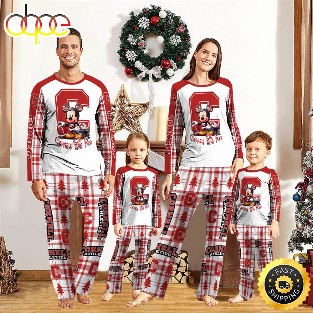 Sportswearmerch Cornell Big Red NCAA x Mickey Mouse Personalized Pajamas Family For Fan