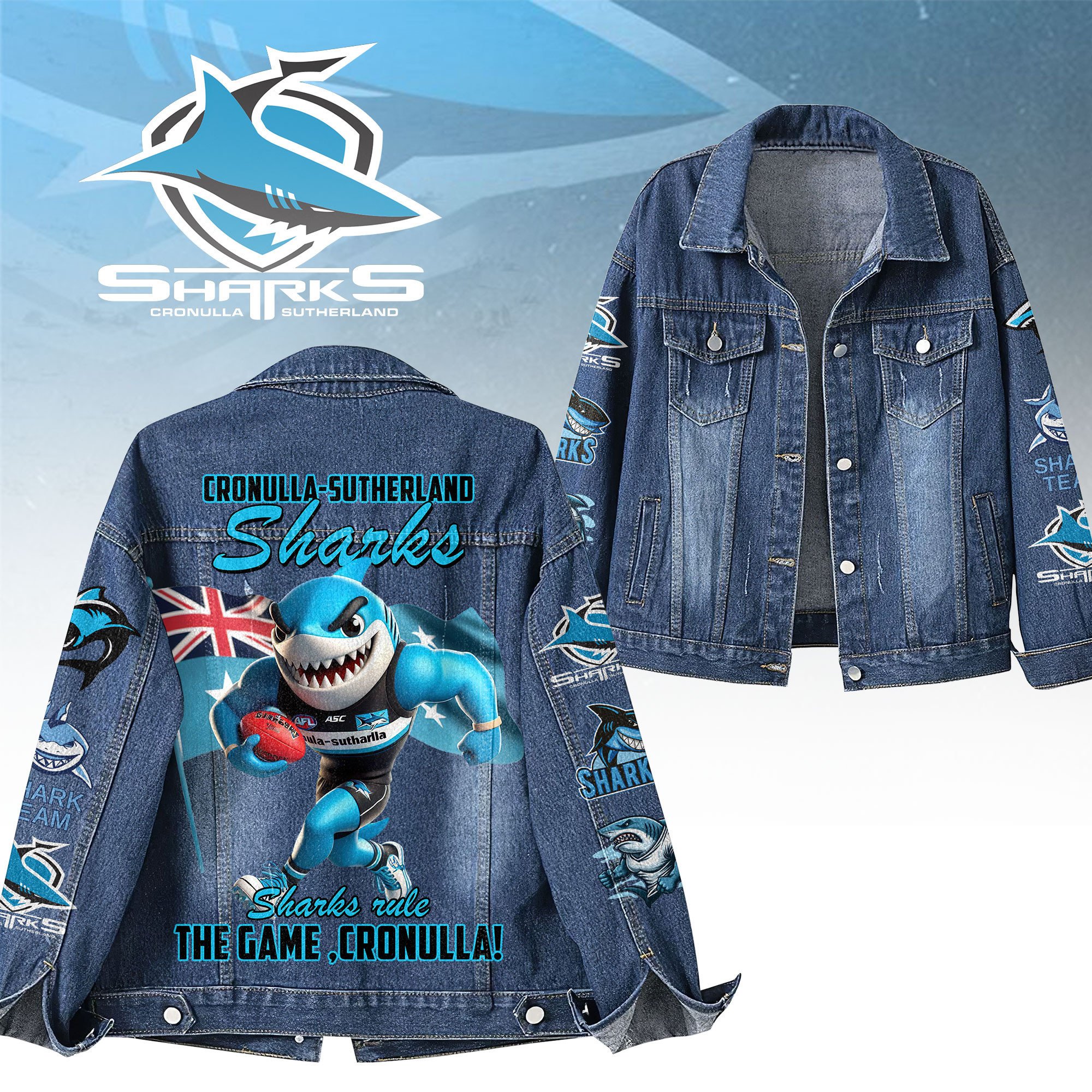 Sportswearmerch Cronulla-Sutherland Sharks Denim Jacket Gift For Fans