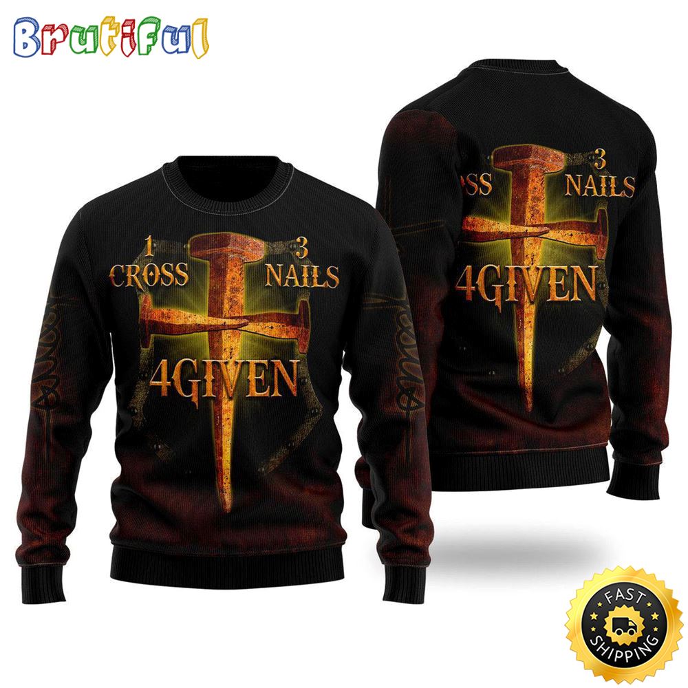 Sportswearmerch Cross Nails Given Jesus Christmas Sweater For Fan