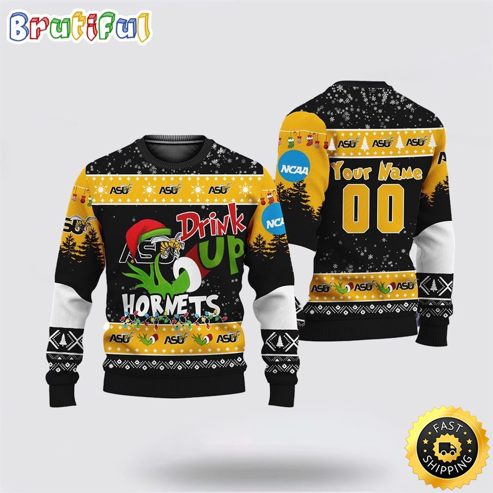 Sportswearmerch Custom Alabama State Hornets NCAA Grinch Personalized Christmas Sweater For Fan