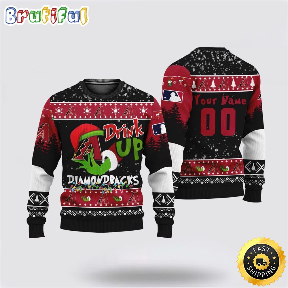 Sportswearmerch Custom Arizona Diamondbacks MLB Grinch Personalized Christmas Sweater For Fan