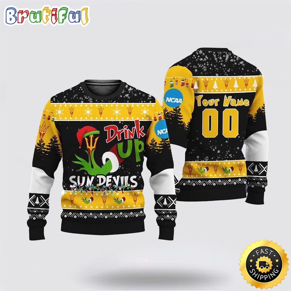 Sportswearmerch Custom Arizona State Sun Devils NCAA Grinch Personalized Christmas Sweater For Fan
