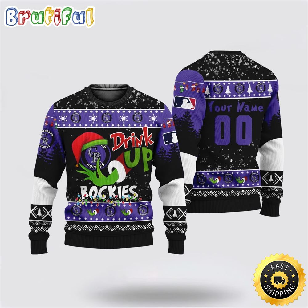 Sportswearmerch Custom Colorado Rockies MLB Grinch Personalized Christmas Sweater For Fan