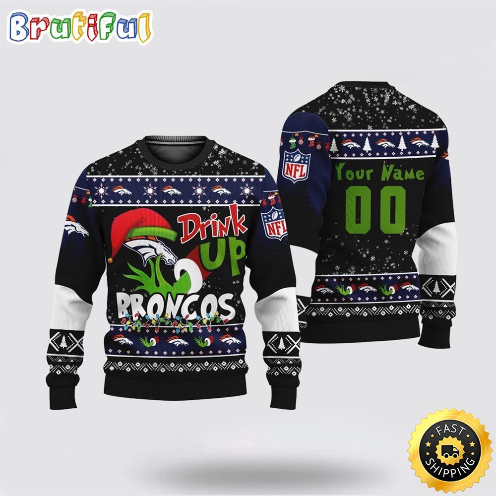 Sportswearmerch Custom Denver Broncos NFL Grinch Personalized Christmas Sweater For Fan
