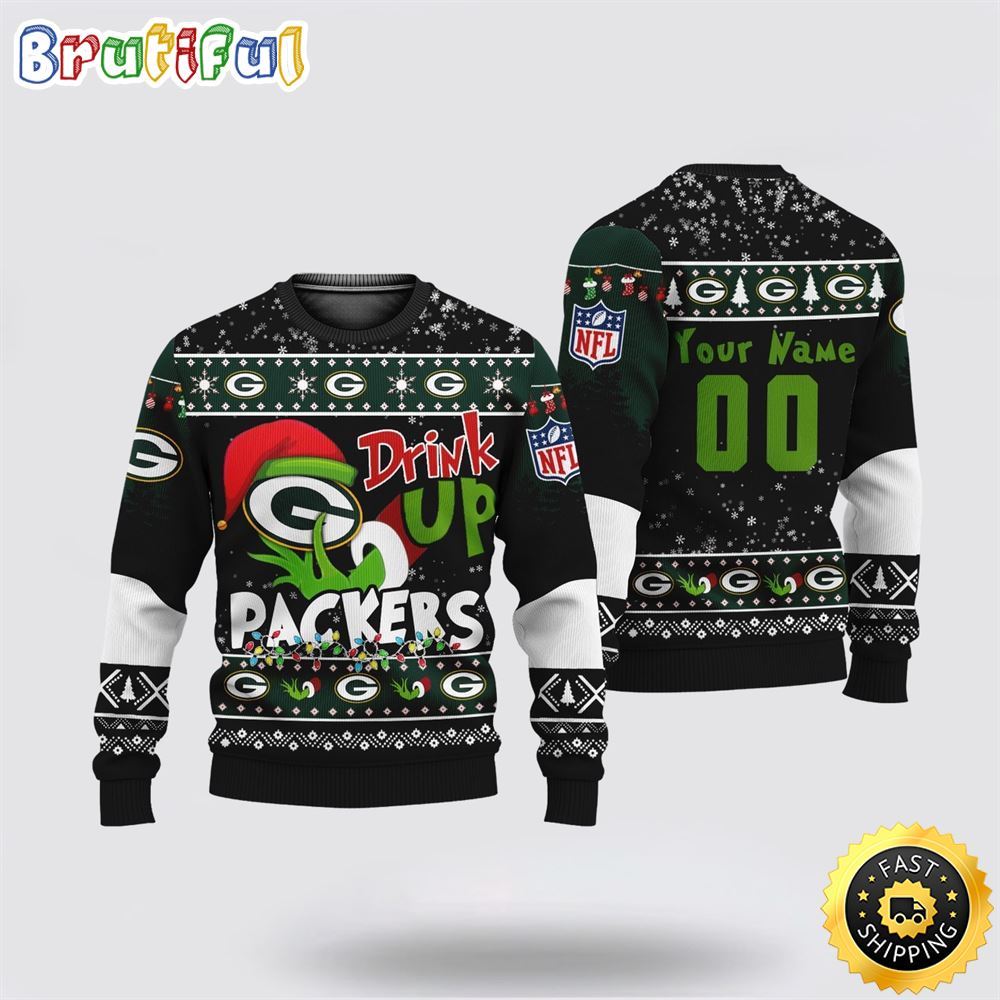 Sportswearmerch Custom Green Bay Packers NFL Grinch Personalized Christmas Sweater For Fan