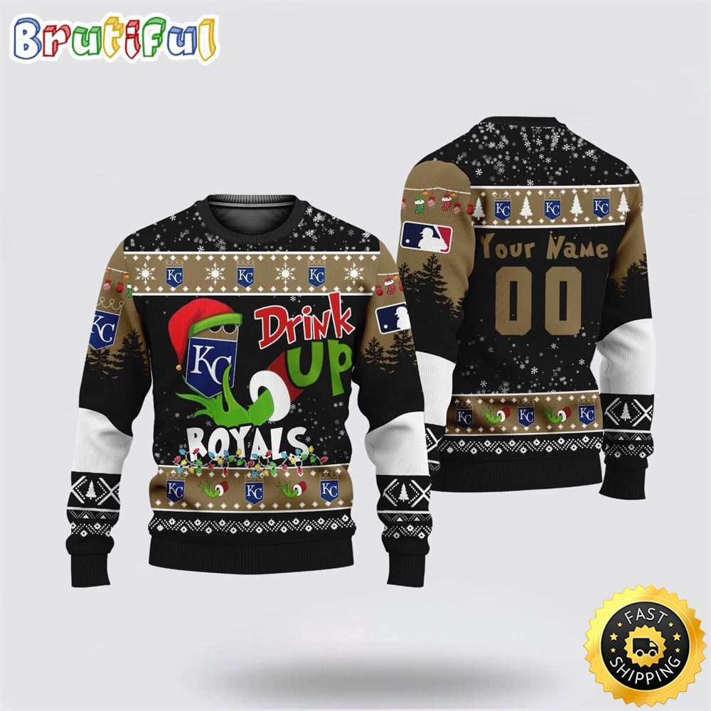 Sportswearmerch Custom Kansas City Royals MLB Grinch Personalized Christmas Sweater For Fan