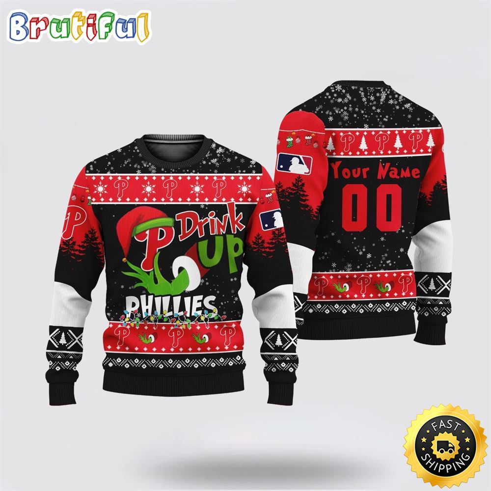 Sportswearmerch Custom Philadelphia Phillies MLB Grinch Personalized Christmas Sweater For Fan