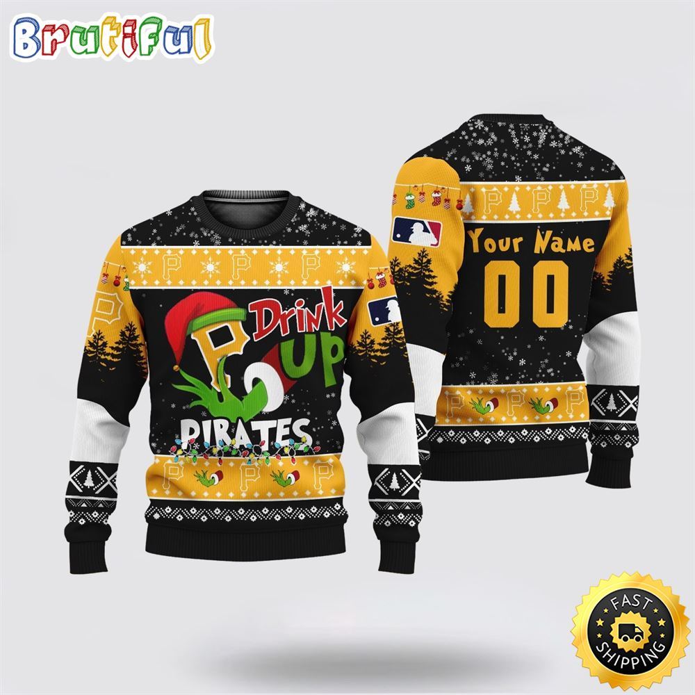 Sportswearmerch Custom Pittsburgh Pirates MLB Grinch Personalized Christmas Sweater For Fan