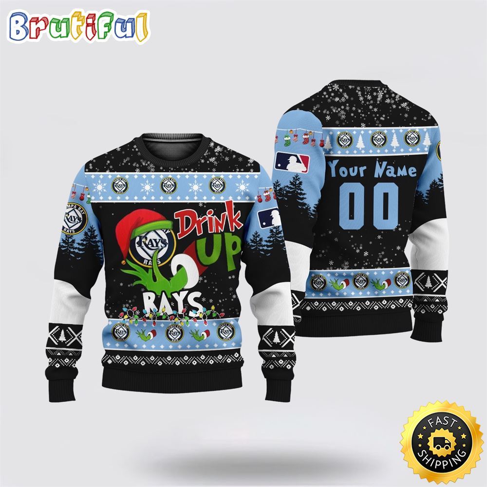 Sportswearmerch Custom Tampa Bay Rays MLB Grinch Personalized Christmas Sweater For Fan
