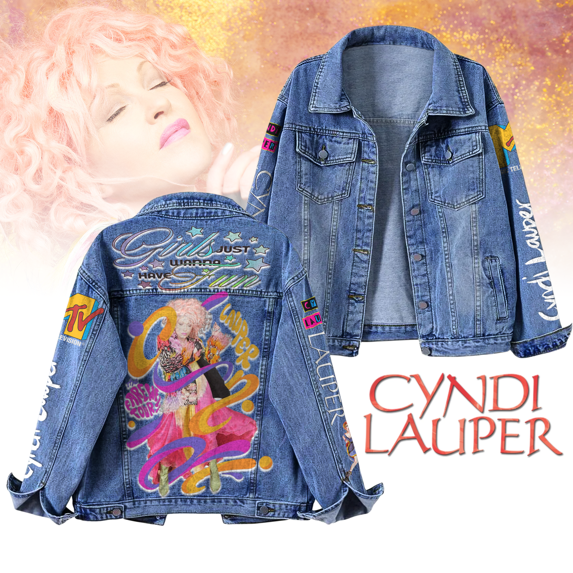 Sportswearmerch Cyndi Lauper Denim Jacket Gift For Fans