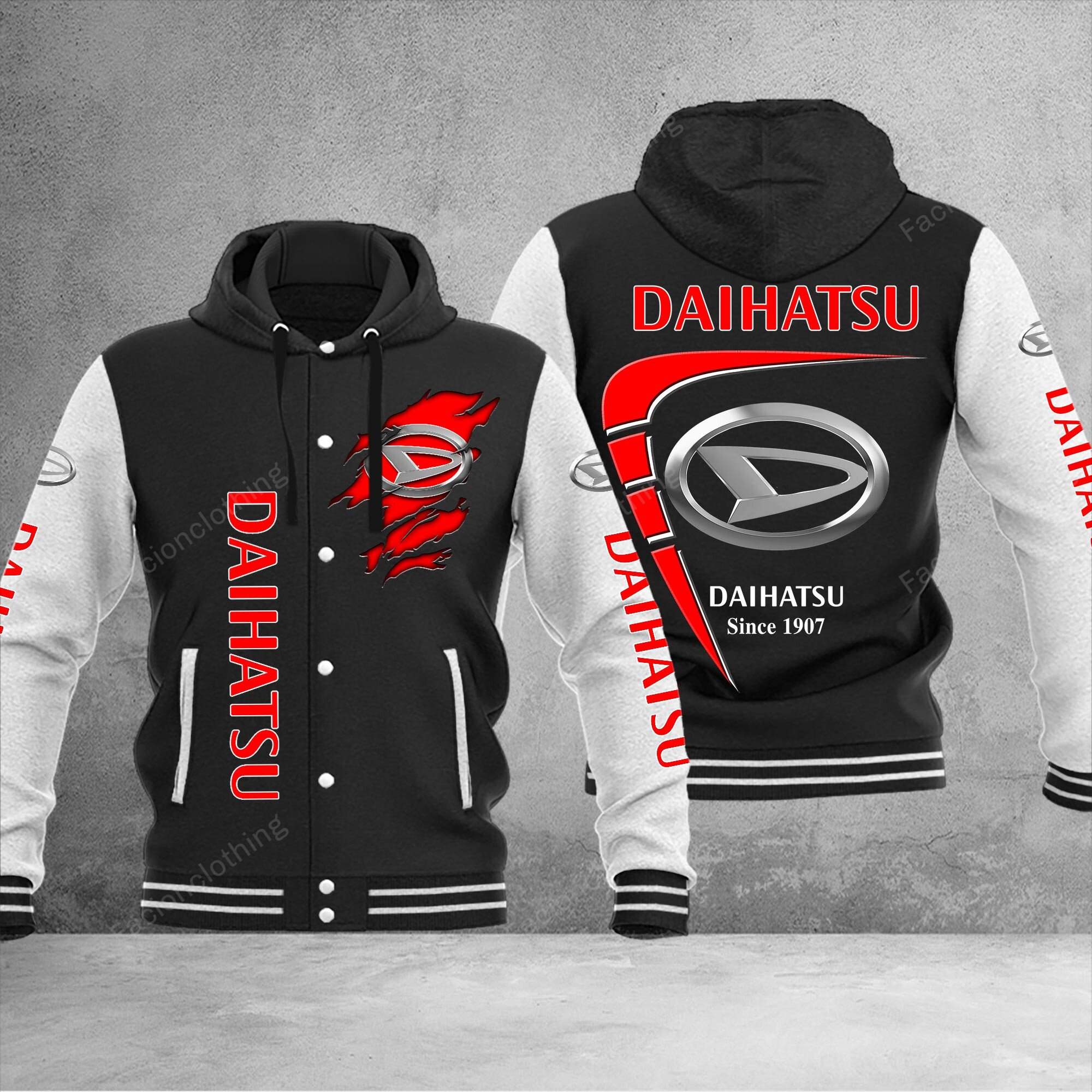 Sportswearmerch Daihatsu Car Personalized Hooded Baseball Jacket For Fan