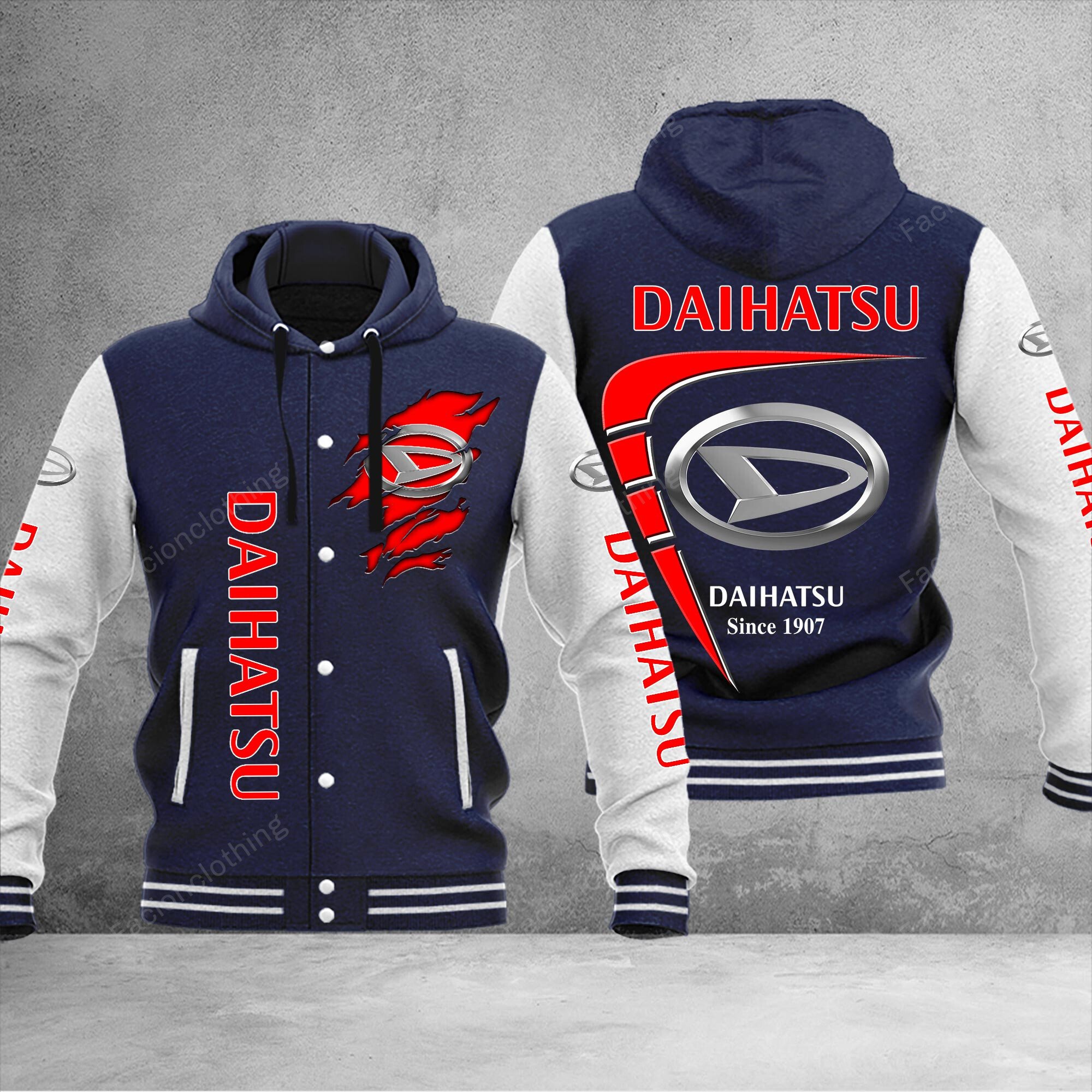Sportswearmerch Daihatsu Car Personalized Hooded Baseball Jacket For Fan