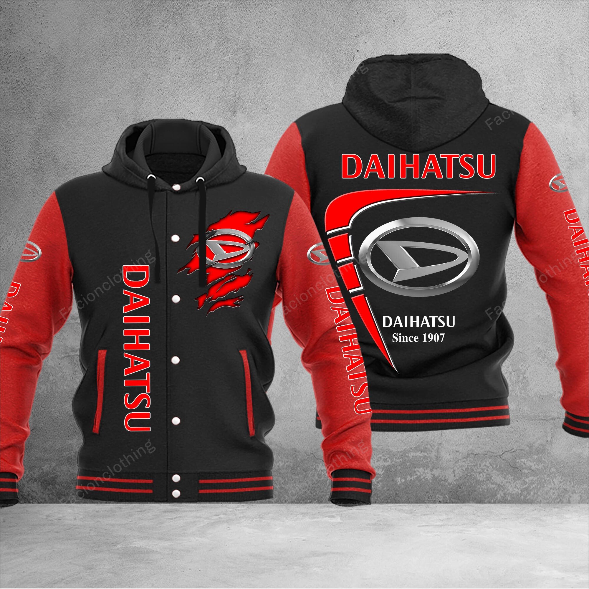 Sportswearmerch Daihatsu Car Personalized Hooded Baseball Jacket For Fan