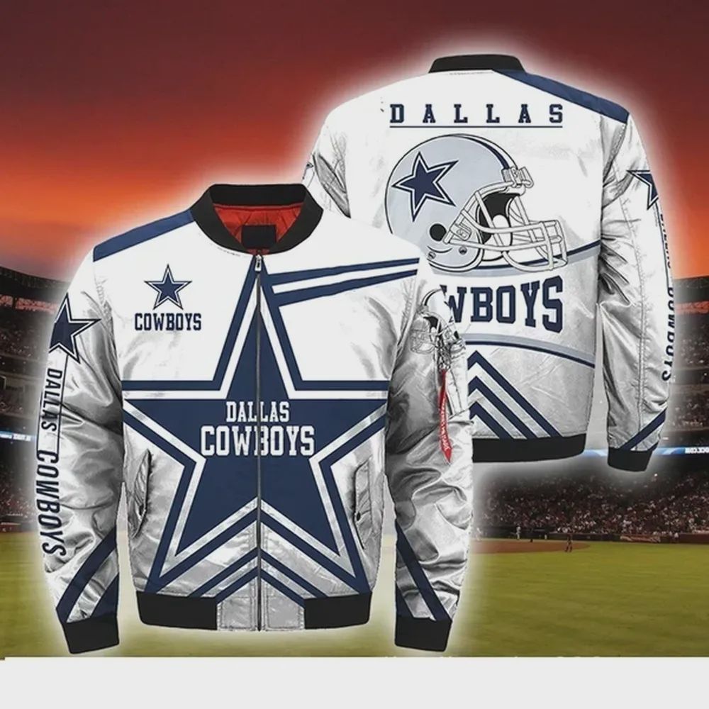 Sportswearmerch Dallas Cowboy NFL Pattern Bomber Jacket For Fan