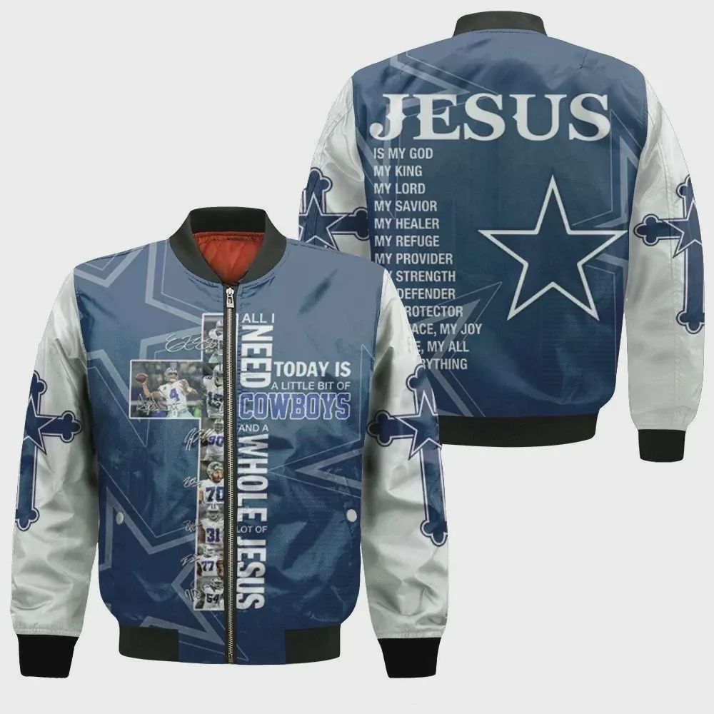 Sportswearmerch Dallas Cowboy NFL Whole Lots Of Jesus Pattern Bomber Jacket For Fan