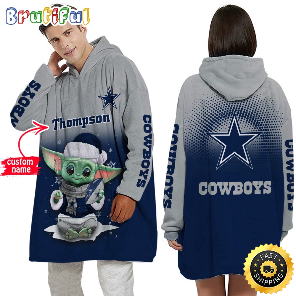 Sportswearmerch Dallas Cowboys NFL Baby Yoda Lover Personalized Blaket Hoodie For Fan