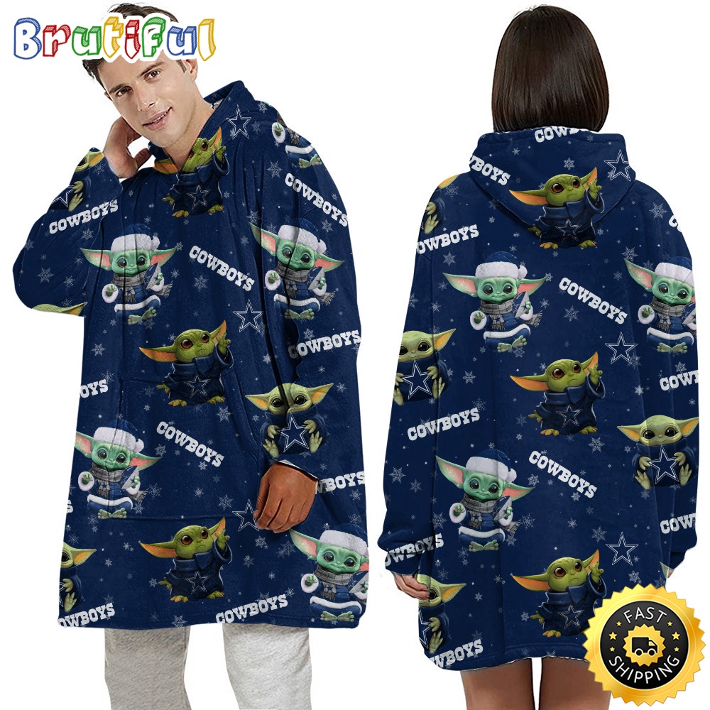 Sportswearmerch Dallas Cowboys NFL Baby Yoda Personalized Blaket Hoodie For Fan