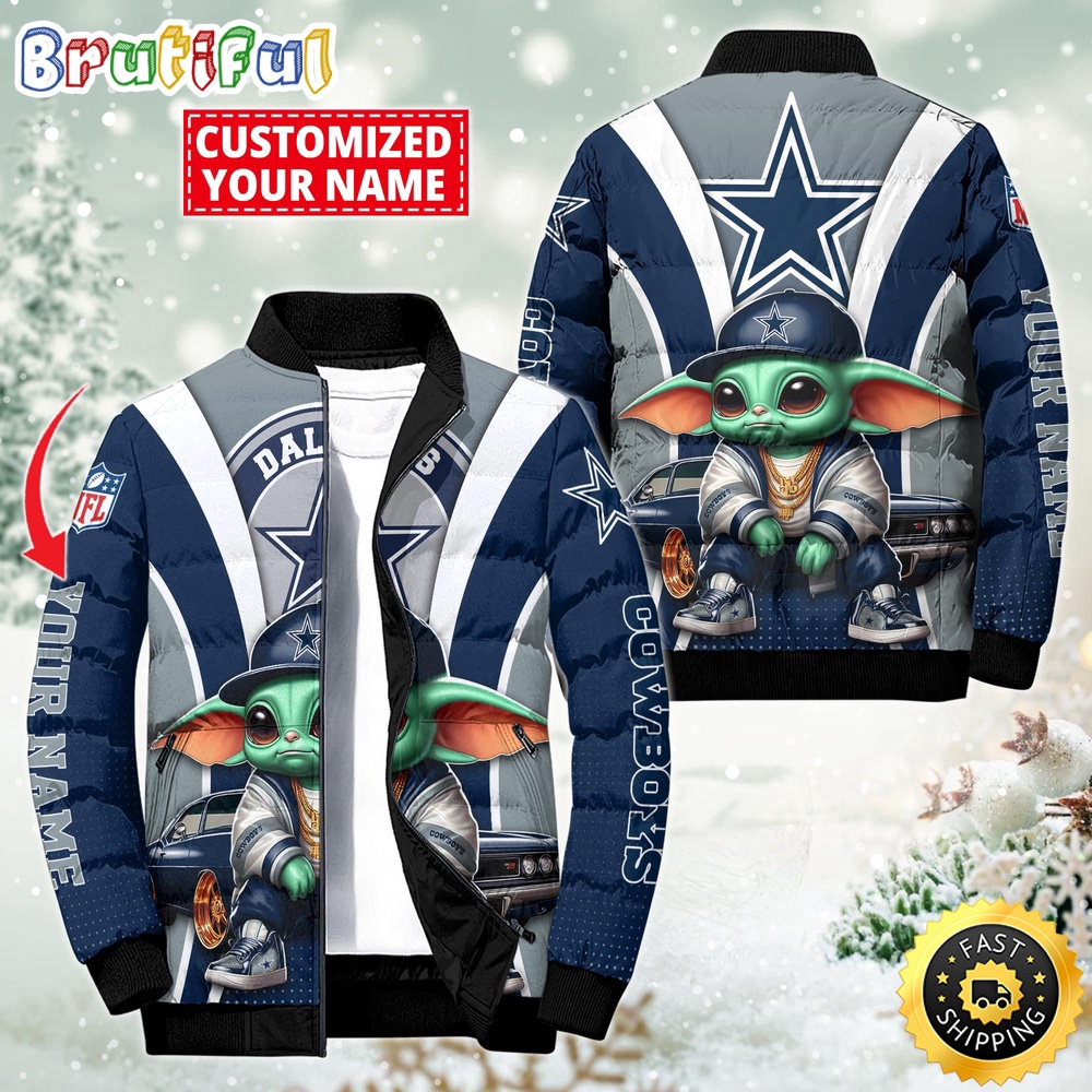 Sportswearmerch Dallas Cowboys NFL Baby Yoda Puffer Jacket For Fan