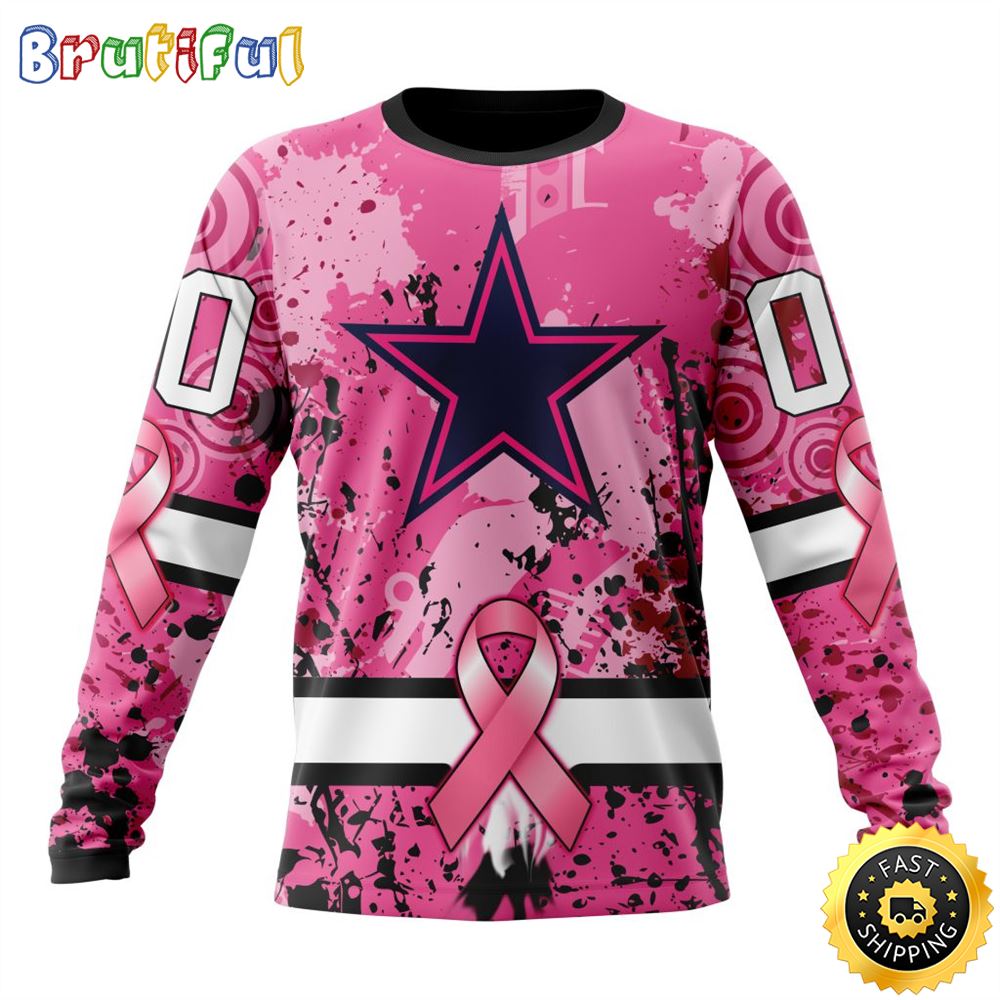 Sportswearmerch Dallas Cowboys NFL Crewneck Breast Cancer Personalized Sweater For Fan