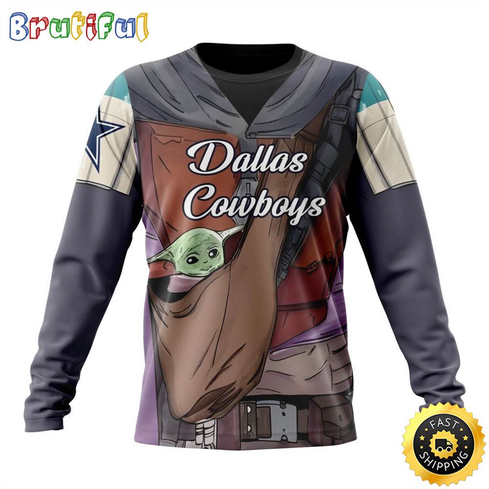 Sportswearmerch Dallas Cowboys NFL Crewneck Mandalorian And Baby Yoda Personalized Sweater For Fan