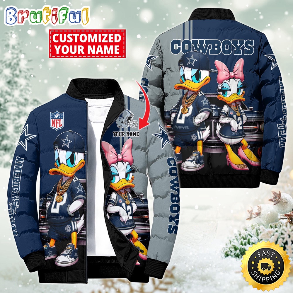Sportswearmerch Dallas Cowboys NFL Donald Duck Puffer Jacket For Fan