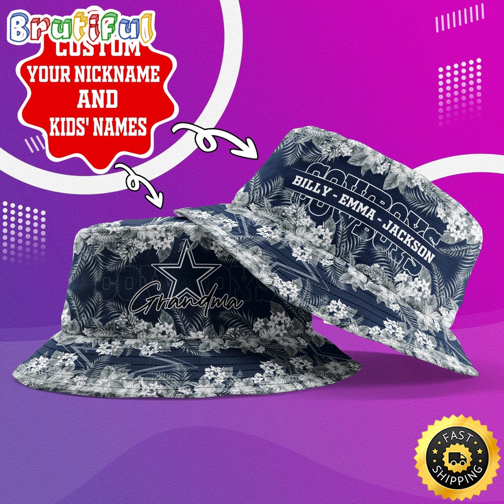Sportswearmerch Dallas Cowboys NFL Floral Pattern Personalized Bucket Hat For Fan