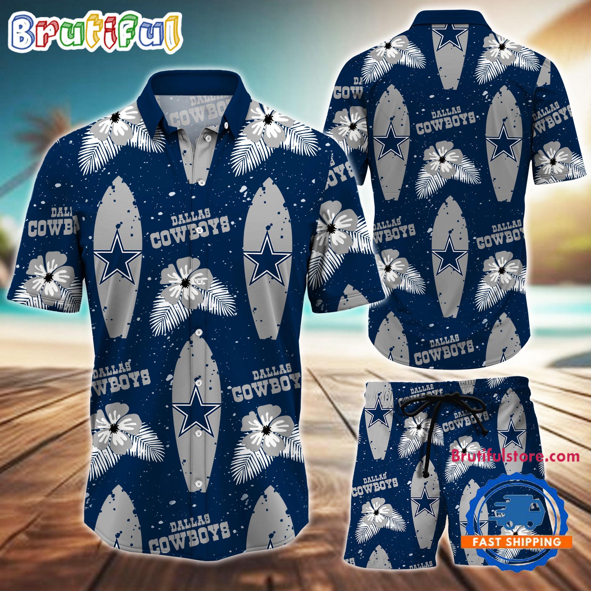 Sportswearmerch Dallas Cowboys NFL Flower Pattern Personalized Set Short Set For Fan
