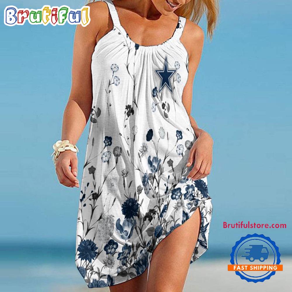 Sportswearmerch Dallas Cowboys NFL Flower Summer Beach Dress For Fan