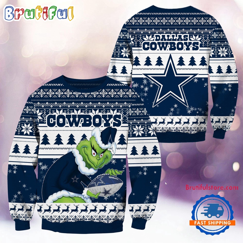 Sportswearmerch Dallas Cowboys NFL Football Grinch Christmas Sweater For Fan