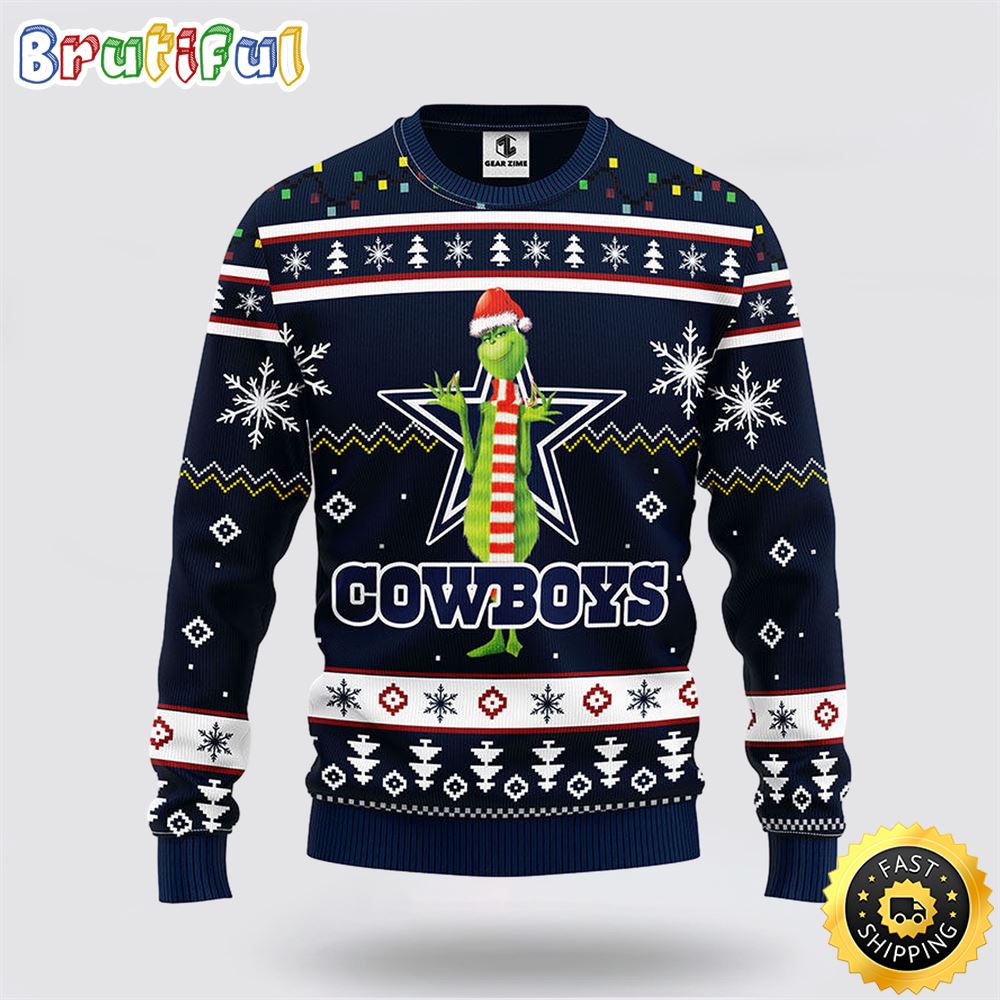 Sportswearmerch Dallas Cowboys NFL Funny Grinch Ugly Christmas Sweater For Fan