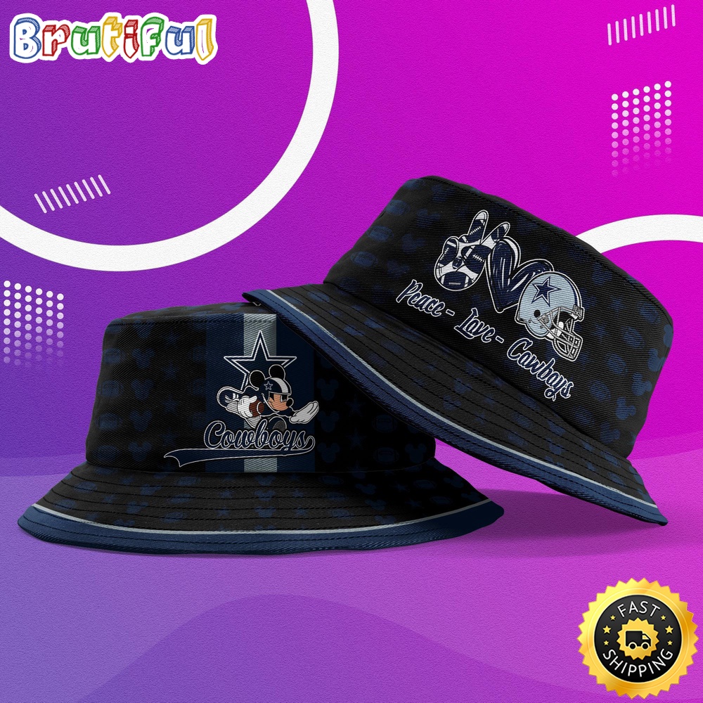 Sportswearmerch Dallas Cowboys NFL Mickey Mouse Personalized Bucket Hat For Fan