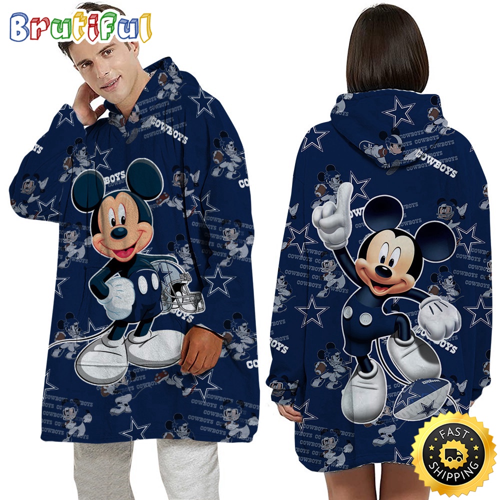 Sportswearmerch Dallas Cowboys NFL Mouse Lover Personalized Blaket Hoodie For Fan