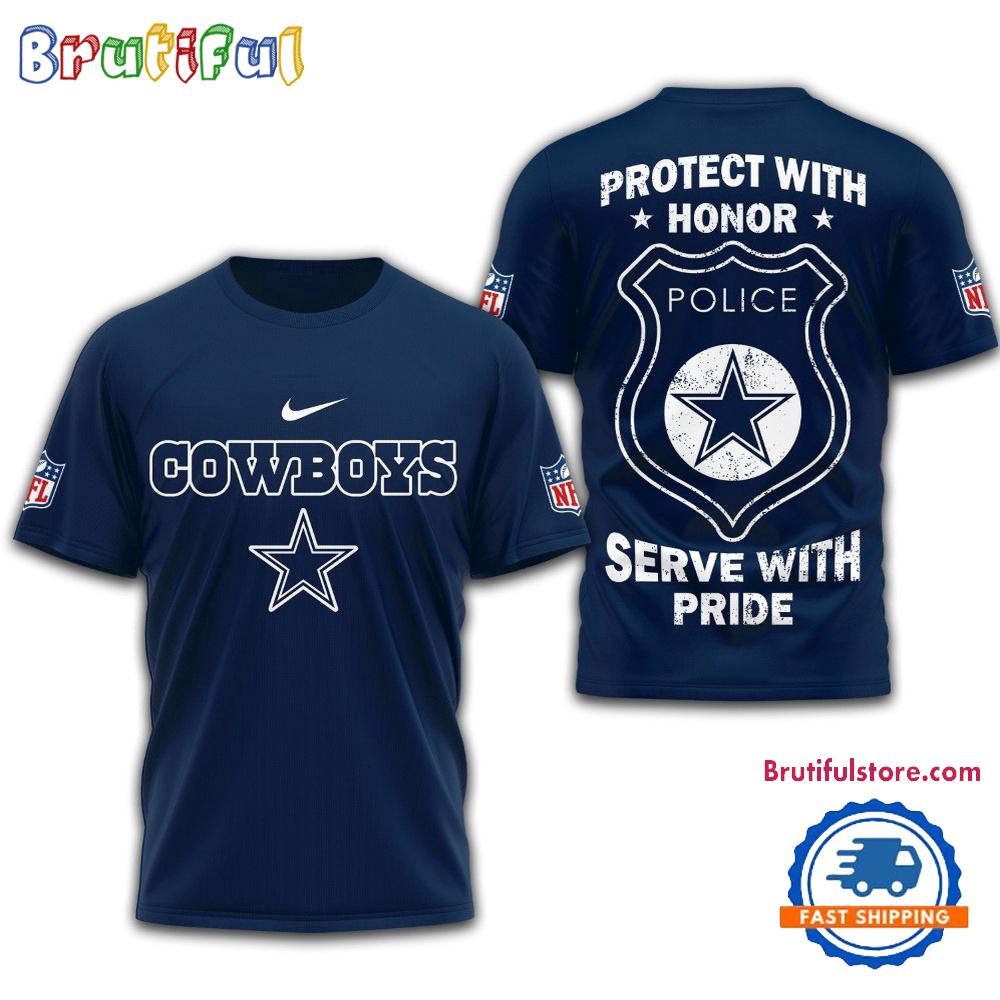 Sportswearmerch Dallas Cowboys NFL NFL Protech With Honor Police Serve T-Shirt For Fan