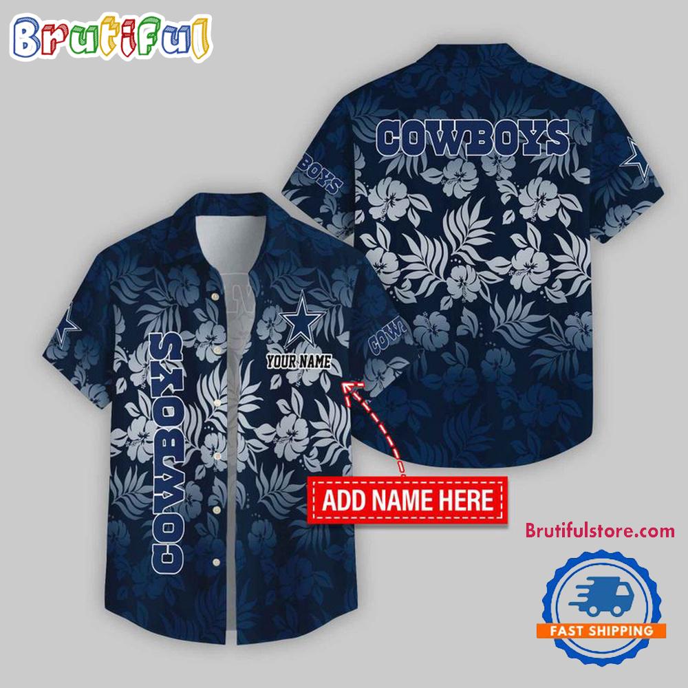 Sportswearmerch Dallas Cowboys NFL Night Flower Pattern Personalized Personalized Hawaiian Shirt For Fan