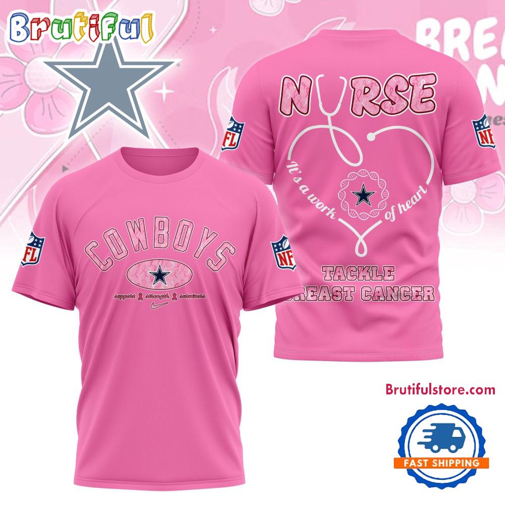 Sportswearmerch Dallas Cowboys NFL Nurse Breast Cancer Awareness T-shirt For Fan