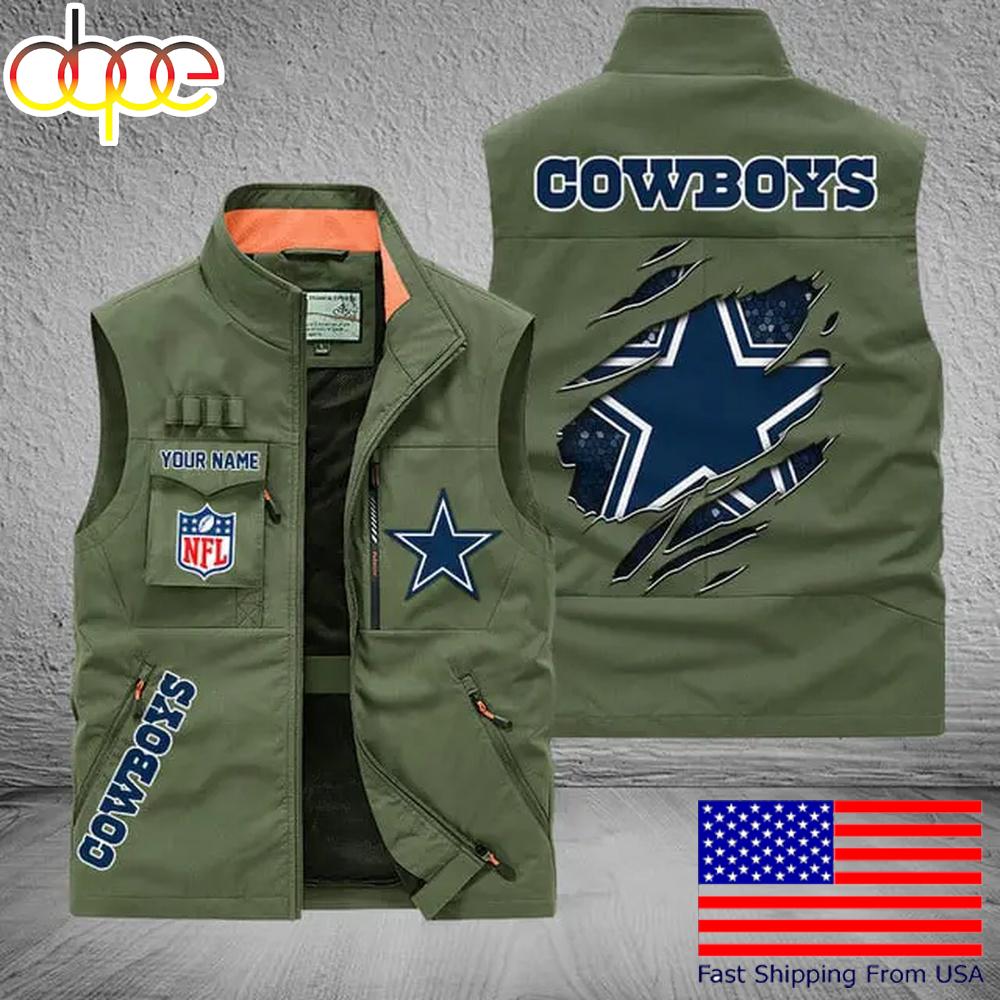 Sportswearmerch Dallas Cowboys NFL On Back Personalized Pocket Vest For Fan
