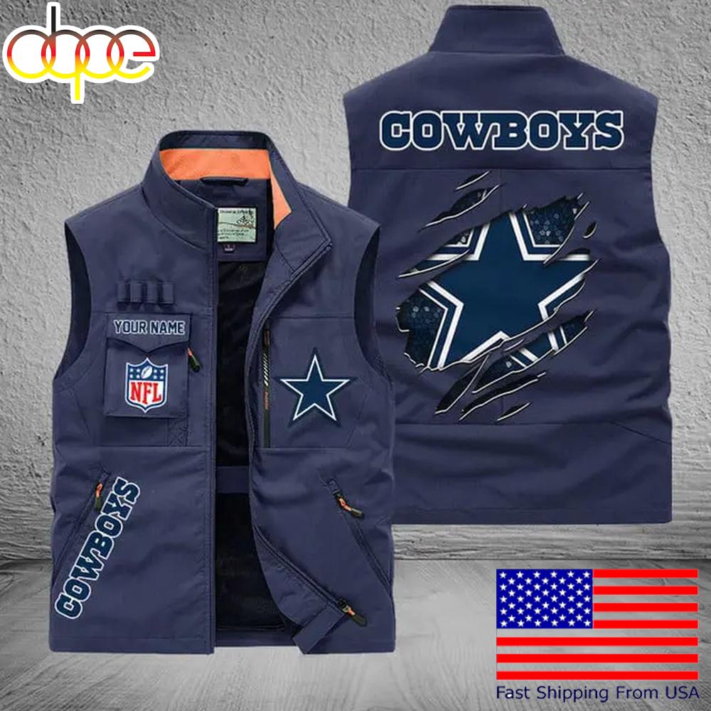Sportswearmerch Dallas Cowboys NFL On Back Personalized Pocket Vest For Fan