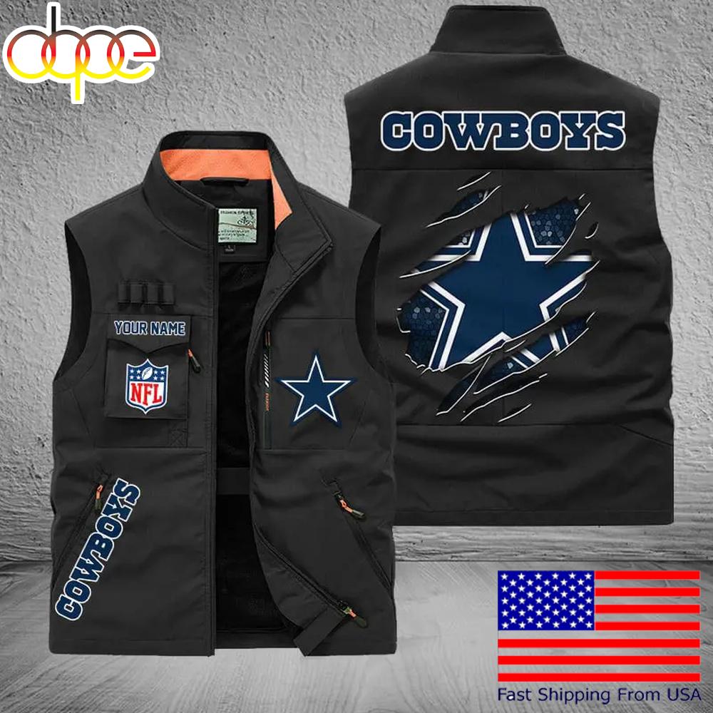 Sportswearmerch Dallas Cowboys NFL On Back Personalized Pocket Vest For Fan