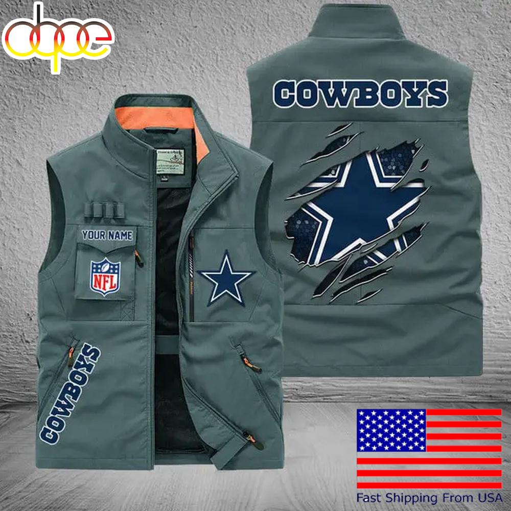 Sportswearmerch Dallas Cowboys NFL On Back Personalized Pocket Vest For Fan