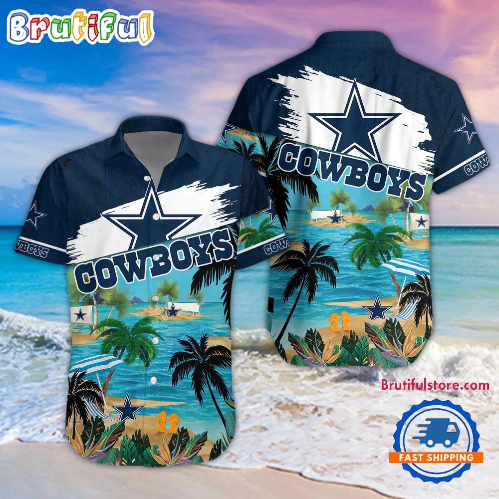 Sportswearmerch Dallas Cowboys NFL Palm Tree Summer Beach Personalized Hawaiian Shirt For Fan