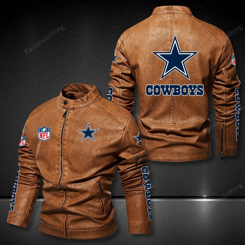 Sportswearmerch Dallas Cowboys NFL Personalized Leather Bomber For Fan