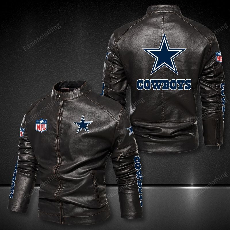 Sportswearmerch Dallas Cowboys NFL Personalized Leather Bomber For Fan