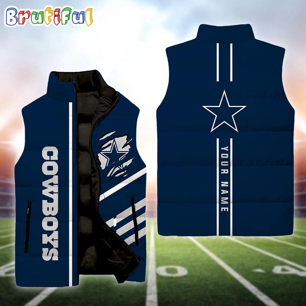 Sportswearmerch Dallas Cowboys NFL Personalized Sleeveless Down Puffer Jacket For Fan